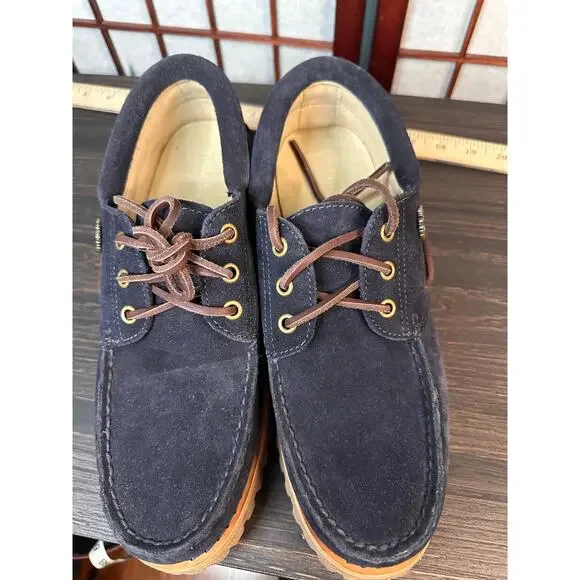 Timberland C.F. Stead Indigo Suede 3-Eye Lug Handsewn boat shoes dark blue suede